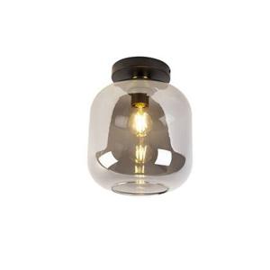 QAZQA Smart plafondlamp zwart met goud en smoke glas incl. Wifi A60 -