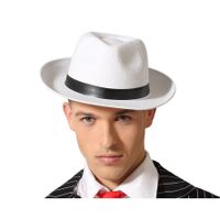 Atosa Carnaval verkleed hoed voor een Maffia/gangster - wit - polyester - heren/dames   -