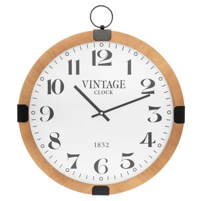Wandklok/muur klok Vintage - Dia 38 cm - hout - naturel - keuken/kamer