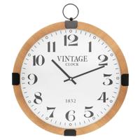 Wandklok/muur klok Vintage - Dia 38 cm - hout - naturel - keuken/kamer