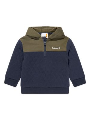 Timberland Kids hoodie matelassé à logo imprimé - Bleu