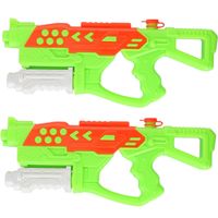 2x Waterpistolen/waterpistool groen van 42 cm kinderspeelgoed 2x Waterpistolen/waterpistool groen van 42 cm kinderspeelgoed