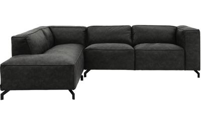 Goossens Bank Calvin grijs, micro leer, 2,5-zits, modern design met ligelement links