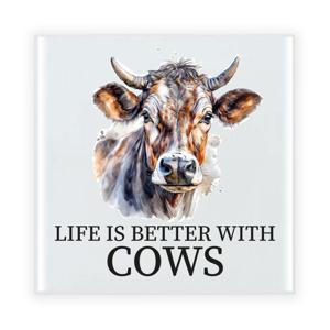 Cadeau tegel boerderijdieren liefhebber - koeien - keramiek - waterverf - 15 cm