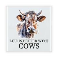 Cadeau tegel boerderijdieren liefhebber - koeien - keramiek - waterverf - 15 cm