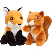 Pluche knuffels rode vos en eekhoorn bosdieren vriendjes 12 cm - Knuffeldier - thumbnail
