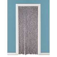 Vliegengordijn/deurgordijn kattenstaart grijs/wit 90 x 220 cm - thumbnail