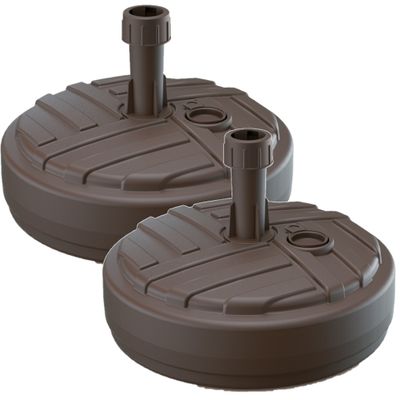 2x Stuks ronde kunststof parasolvoeten bruin 10 liter