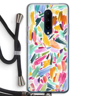 Watercolor Brushstrokes: OnePlus 7 Pro Transparant Hoesje met koord