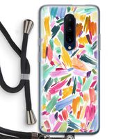 Watercolor Brushstrokes: OnePlus 7 Pro Transparant Hoesje met koord
