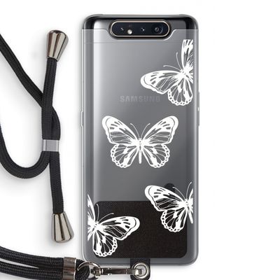 White butterfly: Samsung Galaxy A80 Transparant Hoesje met koord