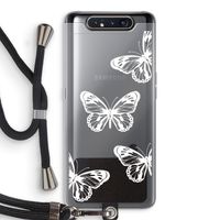 White butterfly: Samsung Galaxy A80 Transparant Hoesje met koord
