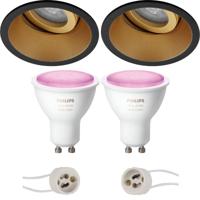 Philips Hue Inbouwspot Rond Zwart/Goud - Kantelbaar - Ø93mm - LED GU10
