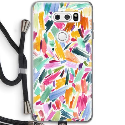 Watercolor Brushstrokes: LG V30 Transparant Hoesje met koord