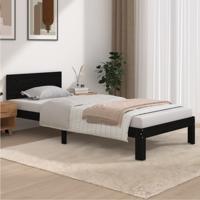 Bedframe massief grenenhout zwart 90x200 cm