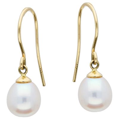 Glow 208.0059.00 Oorhangers geelgoud-zoetwaterparel wit 8 mm