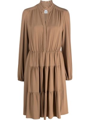 Eleventy robe volantée à manches longues - Marron