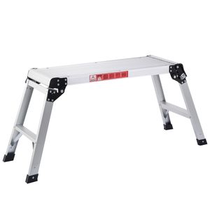 Aluminium Werkplatform Klapwerkbank met Antislipmatten Werkplatform 150 kg Draagvermogen Trapladder voor Thuis Werkplaats Zilver