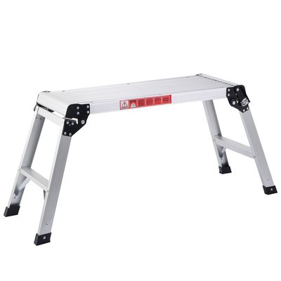 Aluminium Werkplatform Klapwerkbank met Antislipmatten Werkplatform 150 kg Draagvermogen Trapladder voor Thuis Werkplaats Zilver