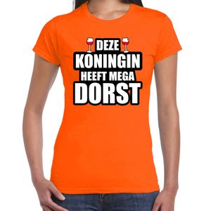 Deze Koningin heeft mega dorst / wijn t-shirt oranje voor dames - Koningsdag shirts 2XL  -