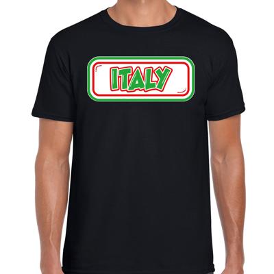 Verkleed T-shirt voor heren - Italie - zwart - voetbal supporter - themafeest