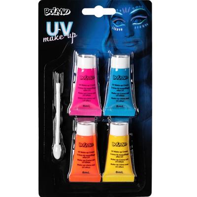 Boland Verkleed Schmink UV Neon - multi kleuren - Pride/Rainbow feest - blacklight schmink