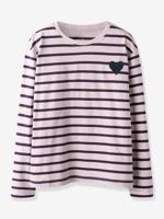 Gestreepte t-shirt voor meisjes NAME IT Boxy-Fit met paillettenhart roze (poederkleur)