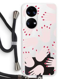 Hands pink: Huawei P50 Transparant Hoesje met koord