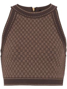 Balmain haut crop à motif en jacquard - Marron