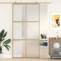 VidaXL Schuifdeur 102,5x205 cm mat esg-glas en aluminium goudkleurig