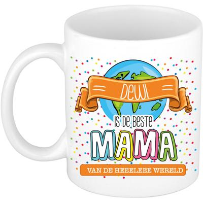 Naam mok mama Dewi - wit - de beste - keramiek - 300 ml - Moederdag/verjaardag