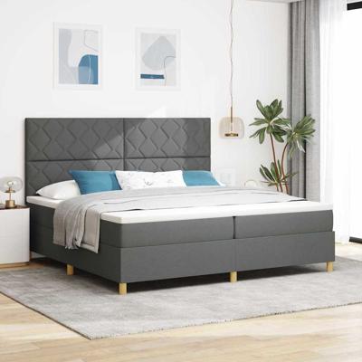 Boxspringbed met matras donkergrijs 200x200 cm stof