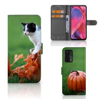 OPPO A54 5G | A74 5G | A93 5G | Telefoonhoesje | Met pasjeshouder | Kitten