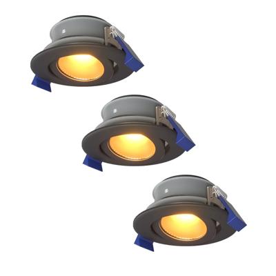 Set van 3 Lima LED inbouwspots - 4 Watt 345 lumen - 2700K Warm wit - GU10 - Dimbaar - Rond - Kantelbaar - IP65 Waterdicht - Zwart - Voor binnen, buiten en badkamer