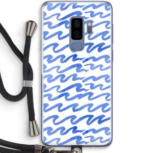 Blauwe golven: Samsung Galaxy S9 Plus Transparant Hoesje met koord