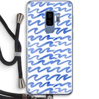 Blauwe golven: Samsung Galaxy S9 Plus Transparant Hoesje met koord