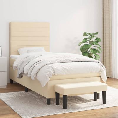 Boxspring met matras stof crèmekleurig 100x200 cm