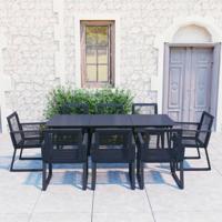 9-delige Tuinset PVC-rattan zwart