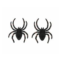 Chaks nep spinnen 13 cm - zwart/bruin gestreept - 2x stuks - Horror/griezel thema decoratie beestjes   -