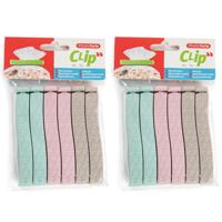 Plasticforte keuken voedsel afsluitclips - vershoudclips - 11 cm - 24x stuks pastel - kunststof