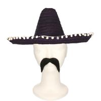 Carnaval verkleed set Gringo - Mexicaanse sombrero hoed - zwart - met Western thema plaksnor