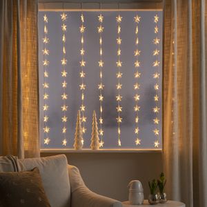 Konstsmide Lichtgordijn met sterren voor binnen - Sterren - Amberkleurig - 1.4 x 1.2 meter - 120 LEDs - Kerstverlichting