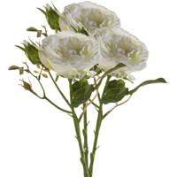 Kunstbloem roos Anne - 3x - creme - 37 cm - decoratie bloemen - thumbnail