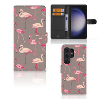 Samsung Galaxy S24 Ultra Telefoonhoesje met Pasjes Flamingo - thumbnail
