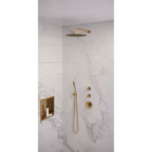 Brauer Gold Edition complete inbouw regendouche met staafhanddouche, gebogen wandarm en hoofddouche 30cm set 4 messing geborsteld PVD