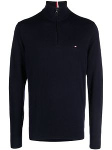 Tommy Hilfiger pull zippé à logo brodé - Bleu