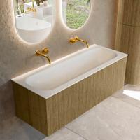 Badmeubel Mondiaz Kurve | 120 cm cm | Meubelkleur Dusk | Wastafelkleur Talc | Solid surface | Wasbak midden spoelbak | Zonder kraangat(en)