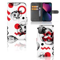 Telefoonhoesje met Naam iPhone 13 Mini Skull Red