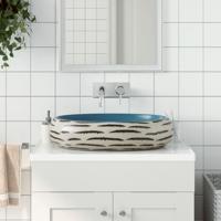 VidaXL Opzetwasbak ovaal 59x40x15 cm keramiek meerkleurig