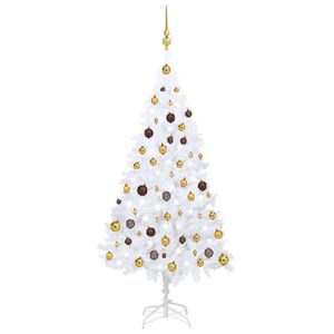 VidaXL Kunstkerstboom met verlichting en kerstballen 150 cm PVC wit